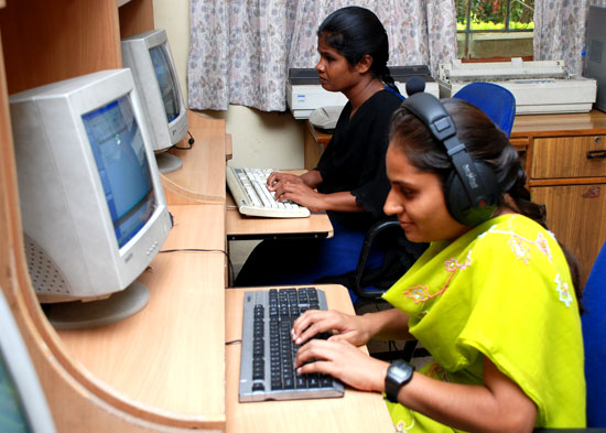 Image of Visually Impaired Women Working on Computer